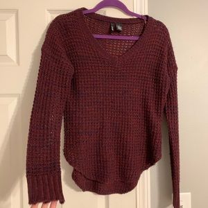 Maroon Waffle Knit Sweater